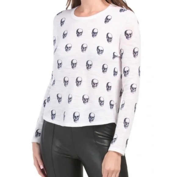 Skull Cashmere Kalissa Skull Print Lomg Sleeve Cotto. Tshirt Size XS - Picture 8 of 8